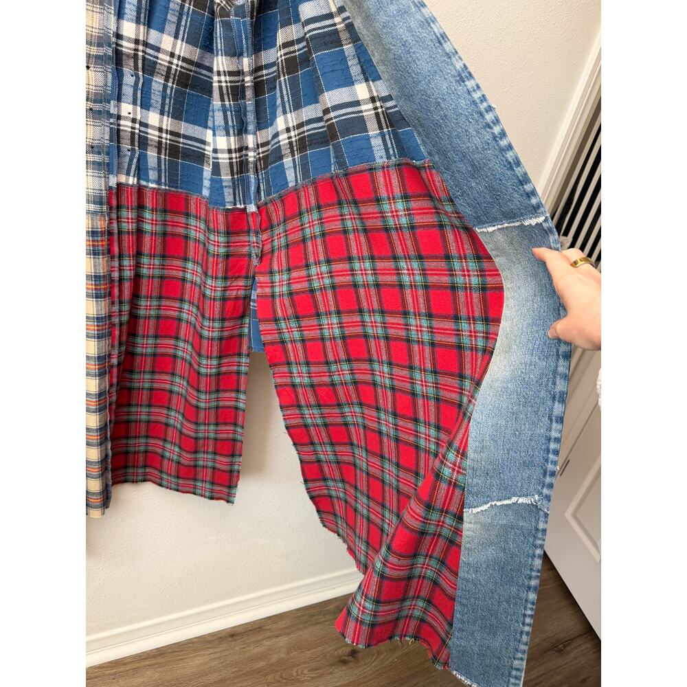 NWOT Greg Lauren Denim Studio Patchwork Plaid Kimono Coat Size S - Picture 10 of 15